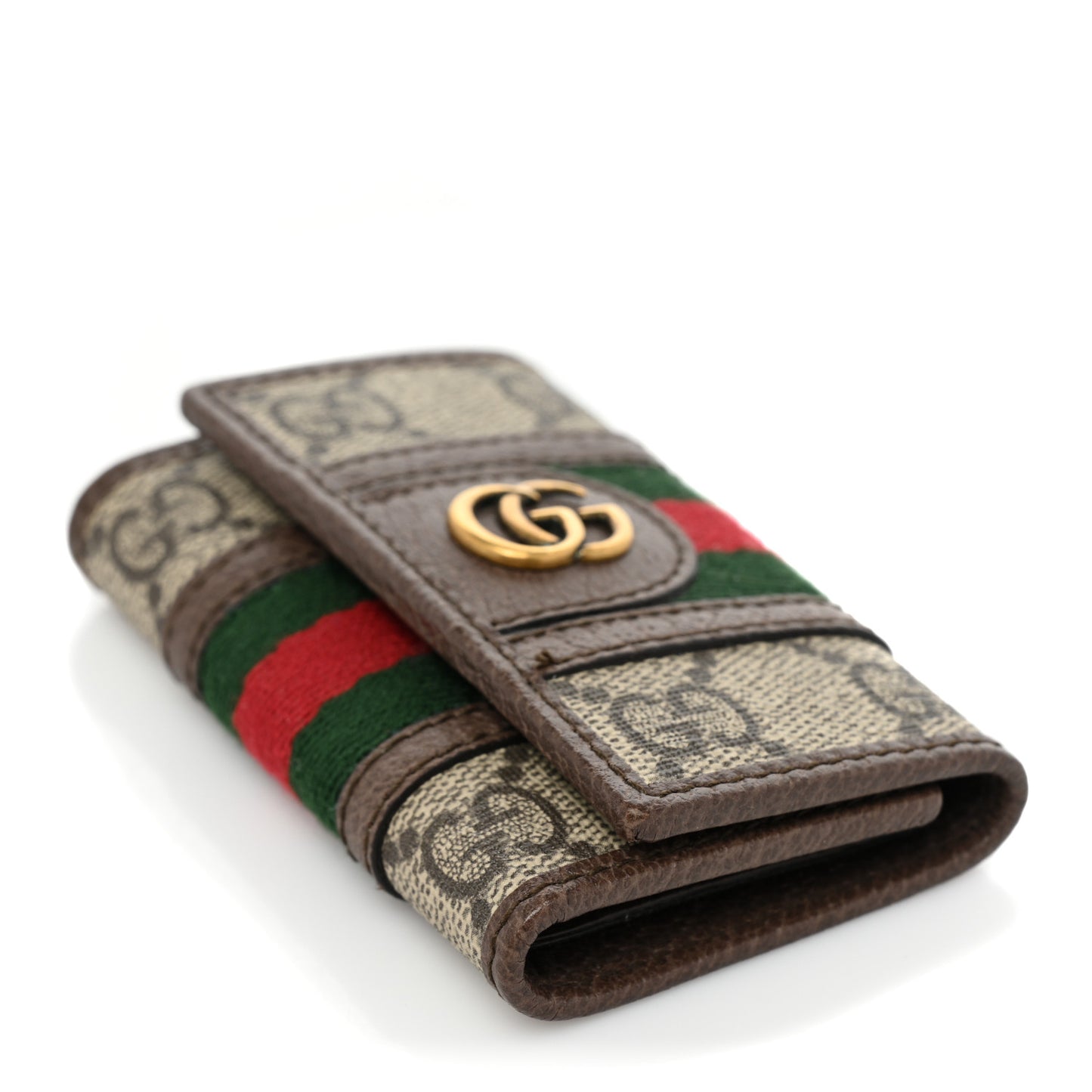 GG Supreme Monogram Web Ophidia 6 Key Holder Case Beige New Acero