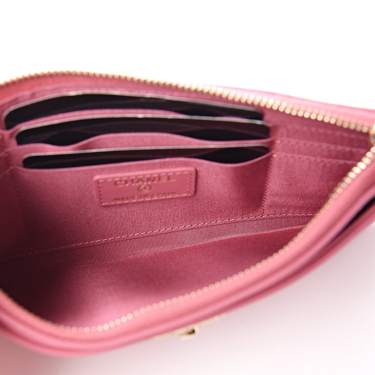 Sheepskin Quilted Mademoiselle Vintage Zip Pouch Pink