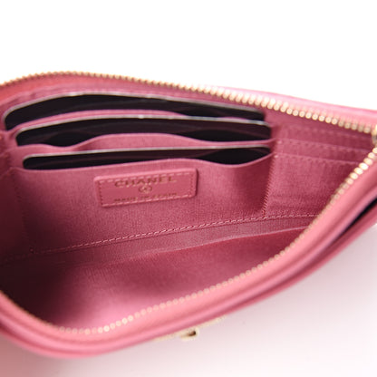 Chanel Sheepskin Quilted Mademoiselle Vintage Zip Pouch Pink 4 of 7