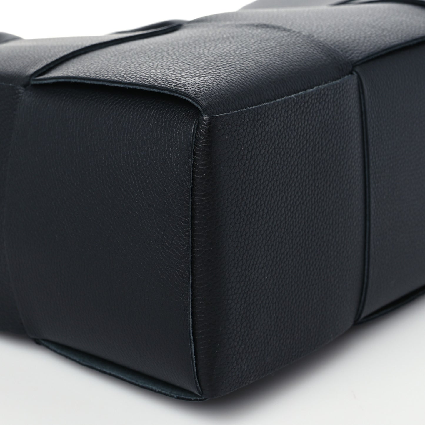 Grained Calfskin Intrecciato Small Arco Tote Black
