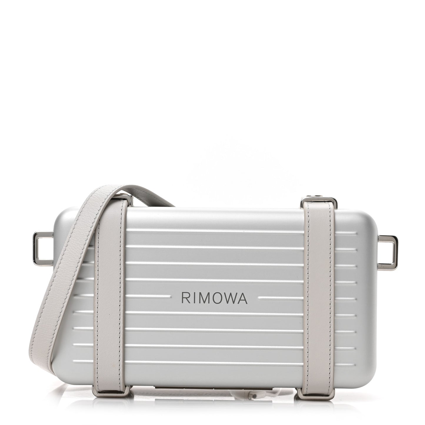 X RIMOWA Aluminum Personal Clutch On Strap Silver