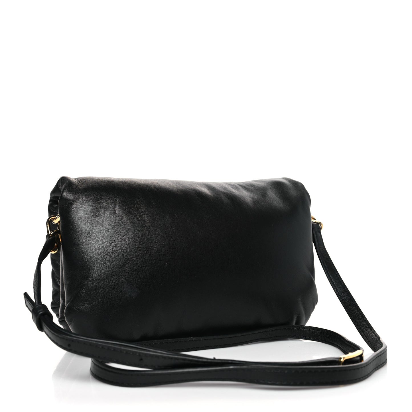 Shiny Nappa Lambskin Mini Goya Puffer Bag Black