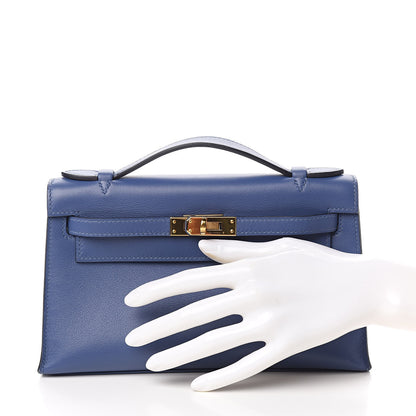 Hermes Swift Kelly Pochette Clutch Bleu Brighton 2 of 31