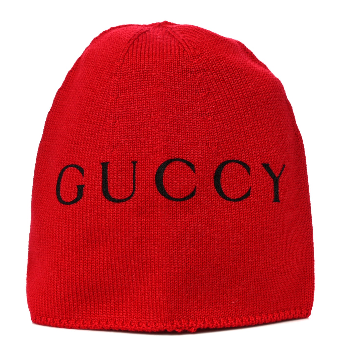 Wool GUCCY Cat Beanie Hat M Red Black