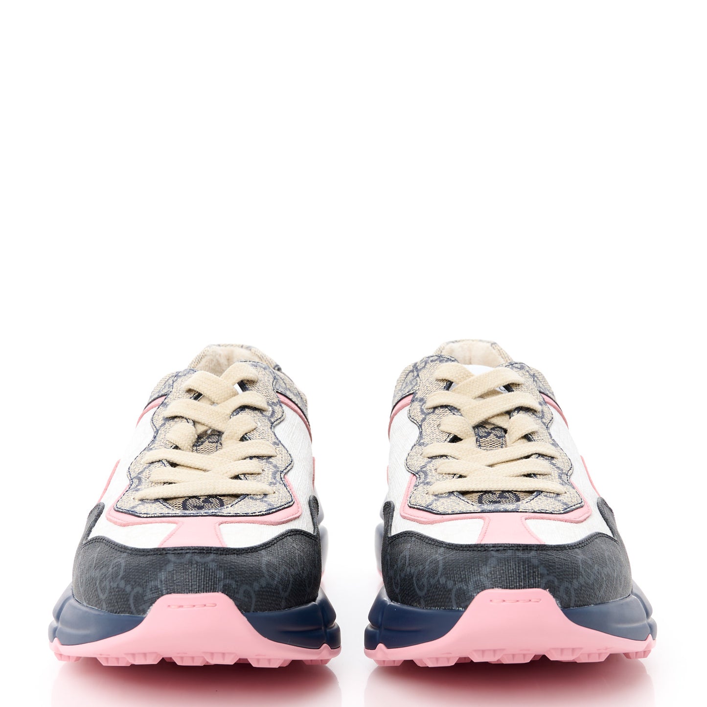 GG Supreme Monogram Rhyton Sneakers 37 Beige Blue Pink
