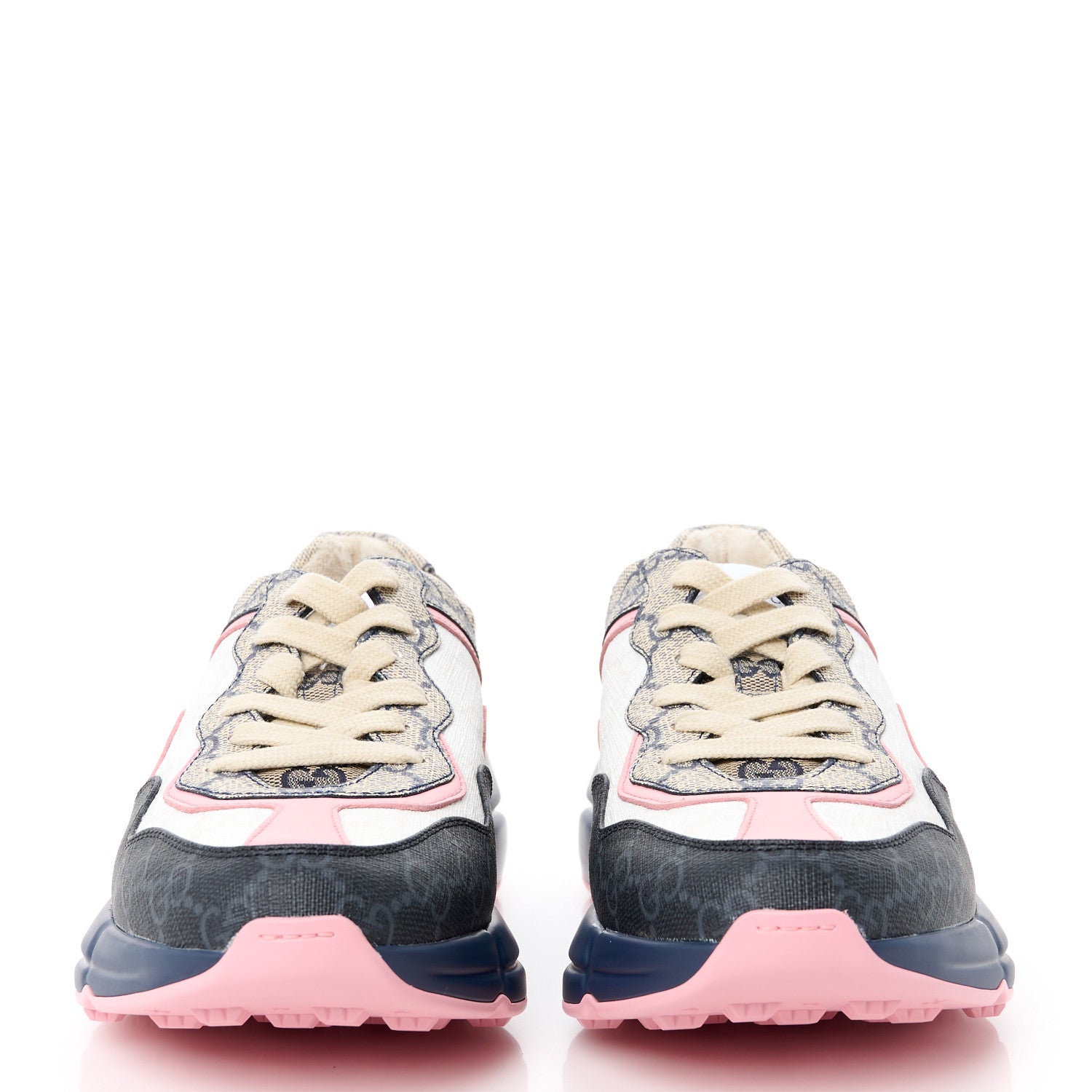 Gucci GG Supreme Monogram Rhyton Sneakers 37 Beige Blue Pink 2 of 8