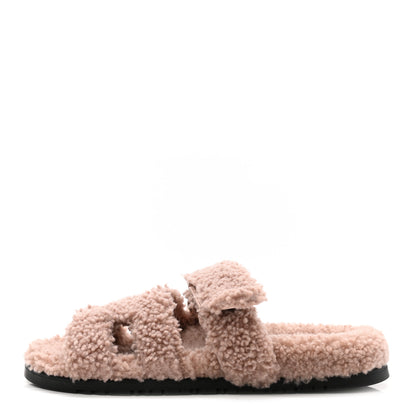Hermes Woolskin Womens Chypre Sandals 39 Bois De Santal 1 of 8