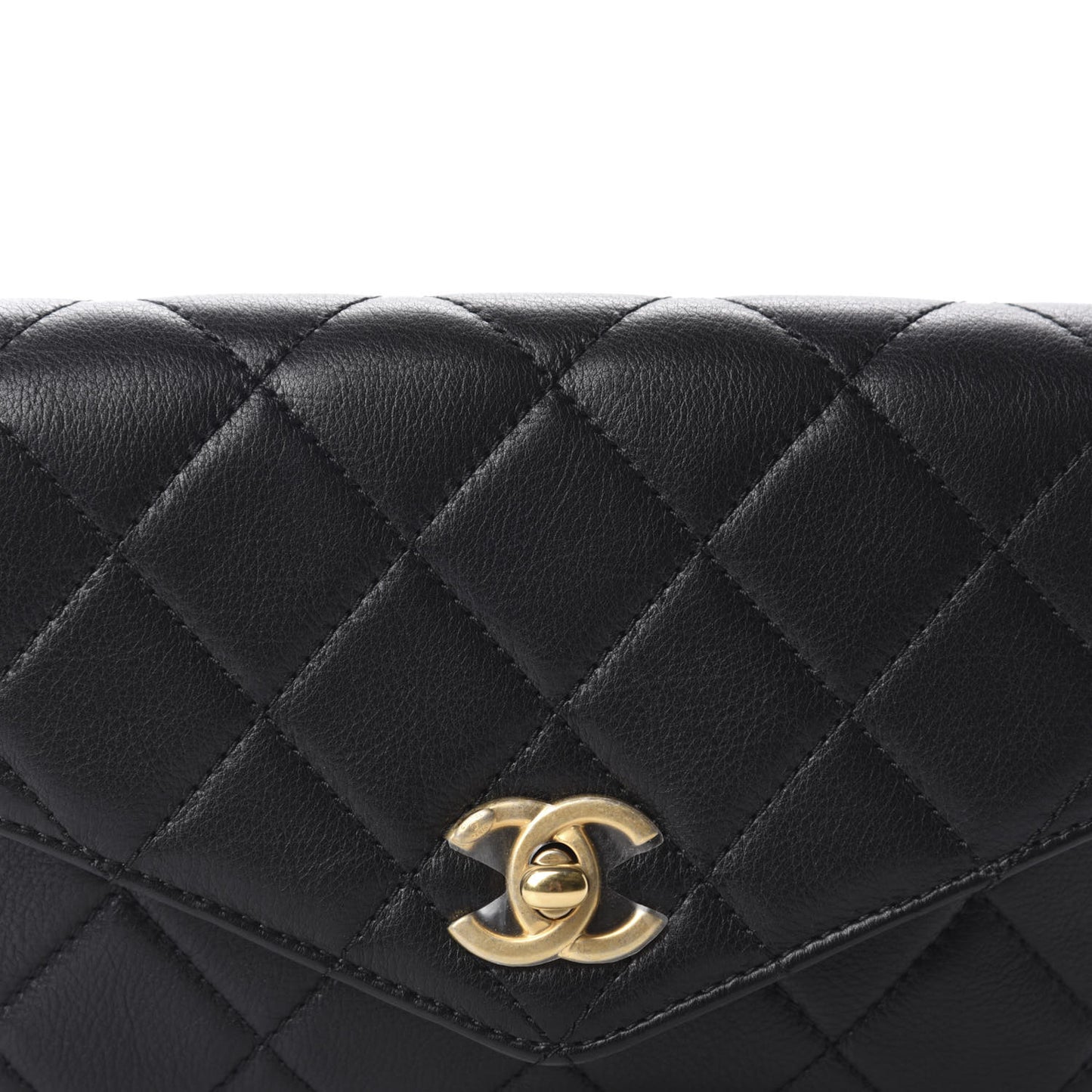 Calfskin Quilted Flap Waist Bag Black