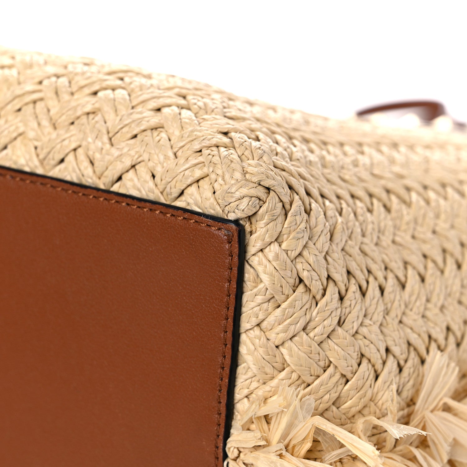 Valentino Garavani Raffia Calfskin Rockstud Shoulder Tote Naturale Saddle Brown 21 of 31