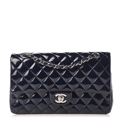 Chanel Patent Quilted Medium Double Flap Navy Blue 1 of 8