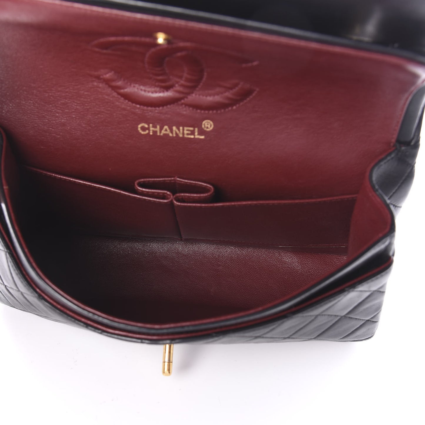 Lambskin Quilted Medium Double Flap Black