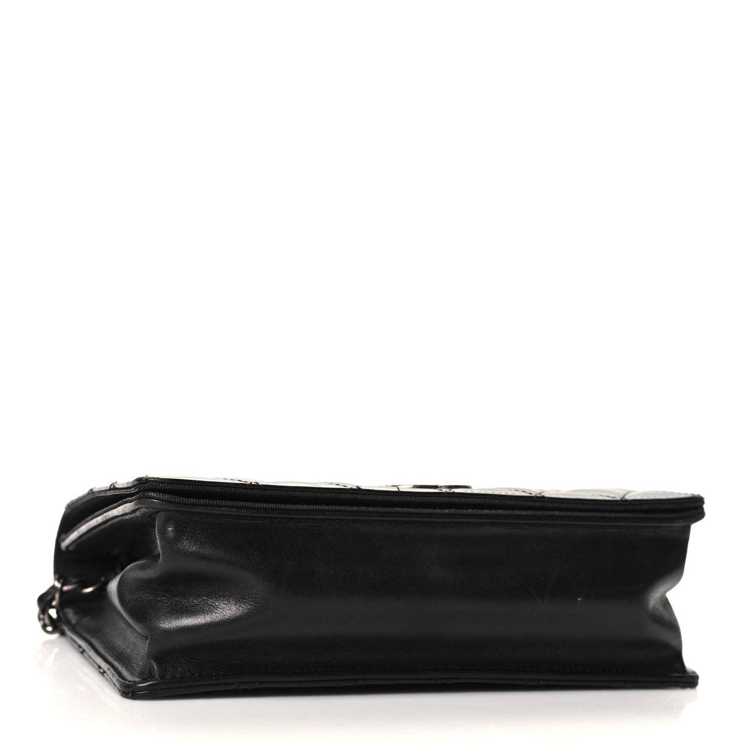Calfskin Quilted Ballerine Flap Black Beige