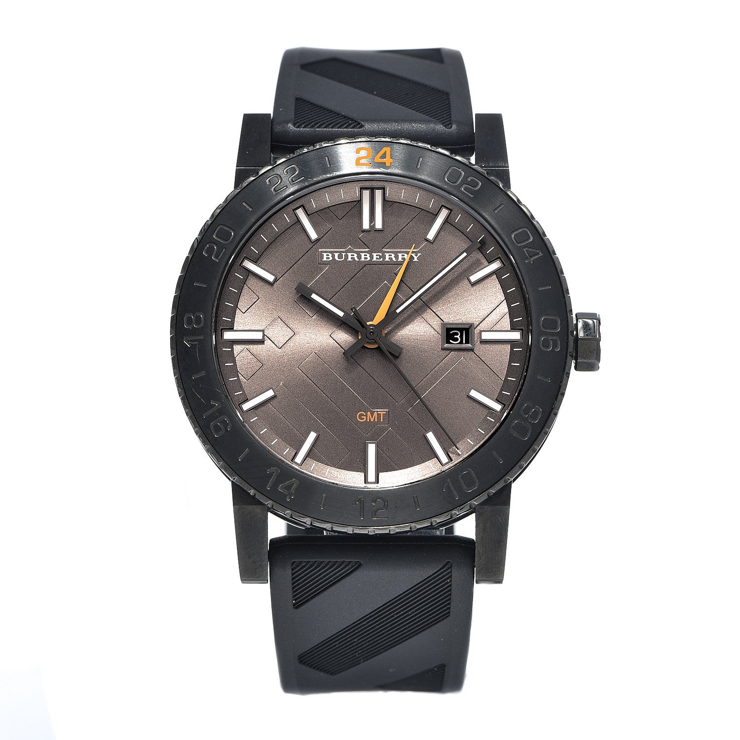 Burberry PVD Stainless Steel Rubber 42mm GMT The City Quartz Watch Taupe BU9341 1 of 7