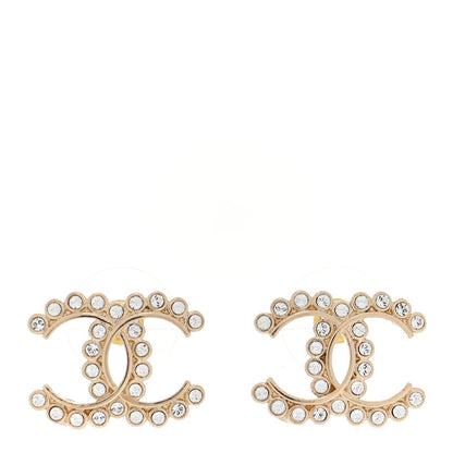 Chanel Crystal CC Earrings Light Gold 1 of 5