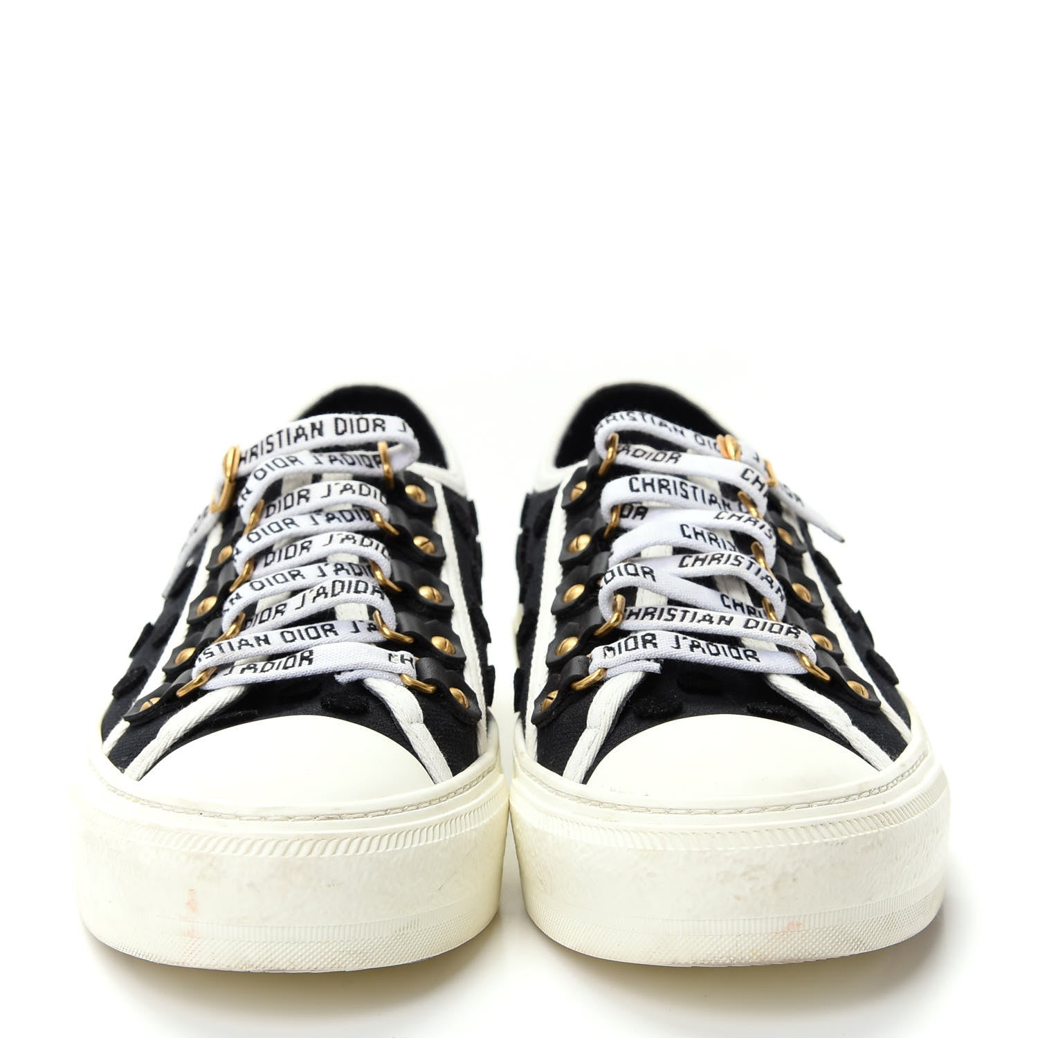 Christian Dior Canvas Dot Walk'N'Dior Low Top Sneakers 37.5 Black 2 of 10