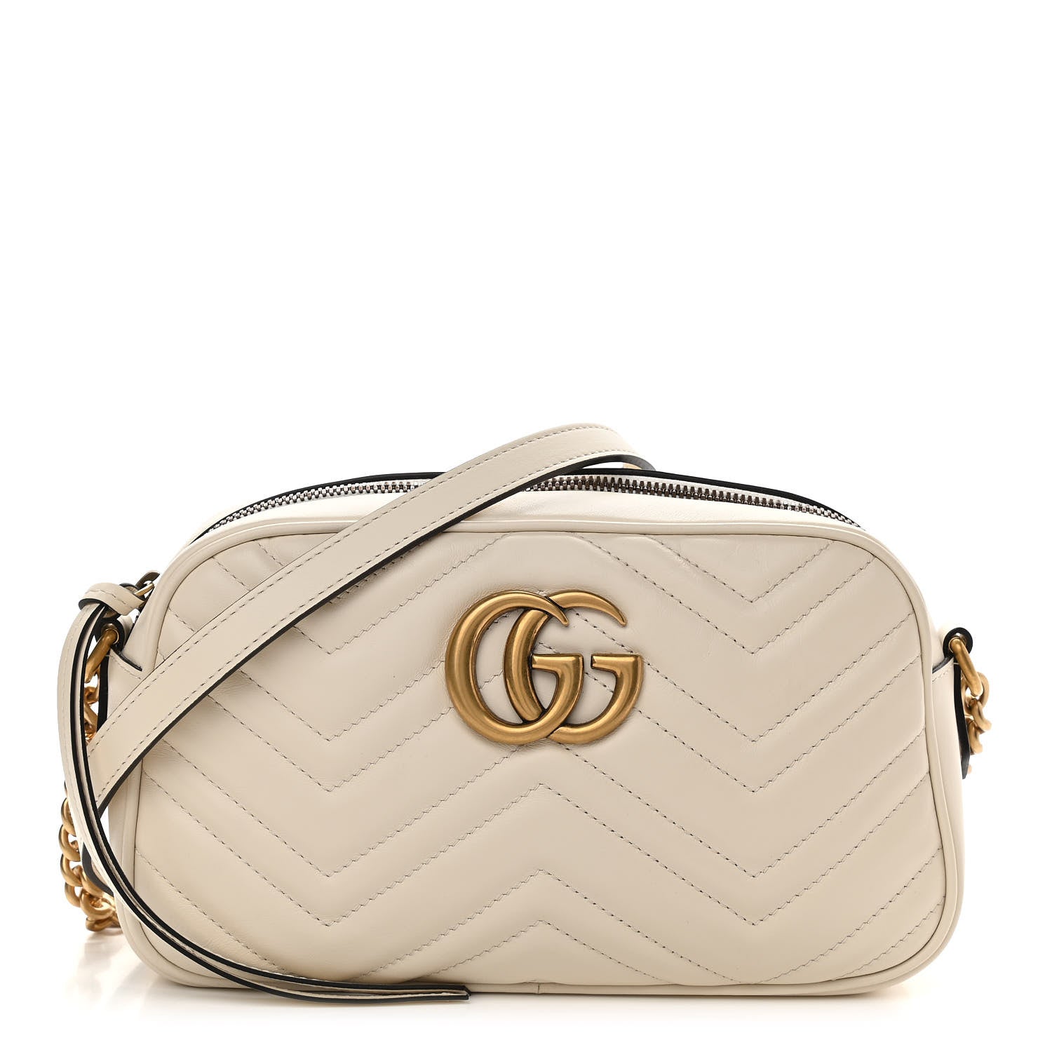 Gucci Calfskin Matelasse Small GG Marmont Chain Shoulder Bag White 1 of 10