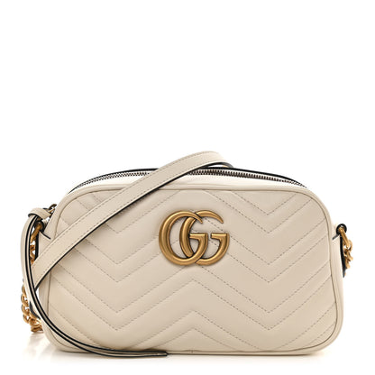 Gucci Calfskin Matelasse Small GG Marmont Chain Shoulder Bag White 1 of 10