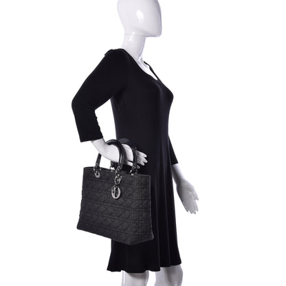 Christian Dior Denim Cannage Large Lady Dior Black 2 of 17