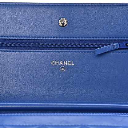 Chanel Lambskin Quilted Wallet On Chain WOC Bright Blue 6 of 12