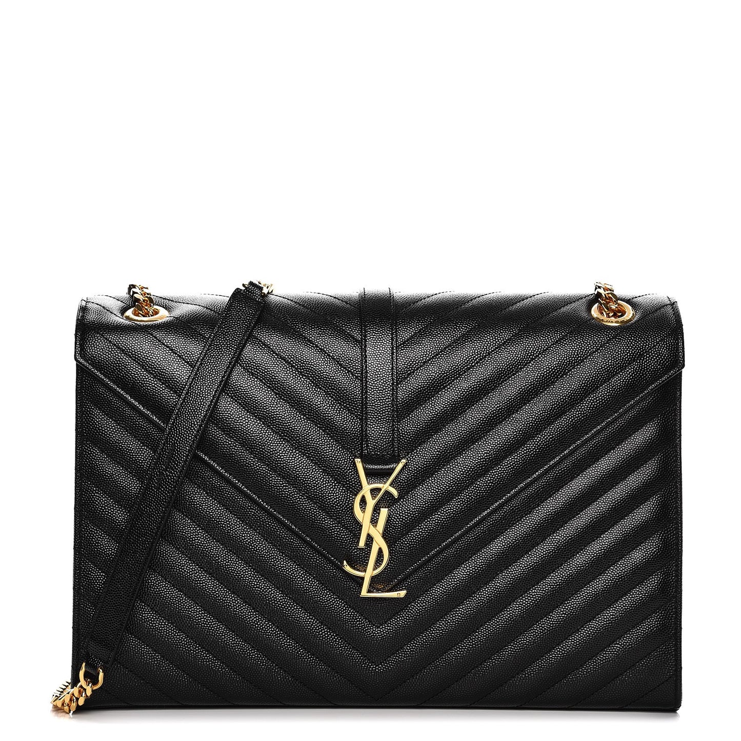 Grain De Poudre Matelasse Chevron Large Monogram Satchel Black