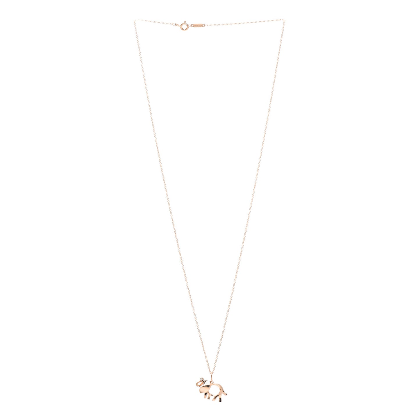 18K Rose Gold Diamond Save The Wild Elephant Pendant Necklace