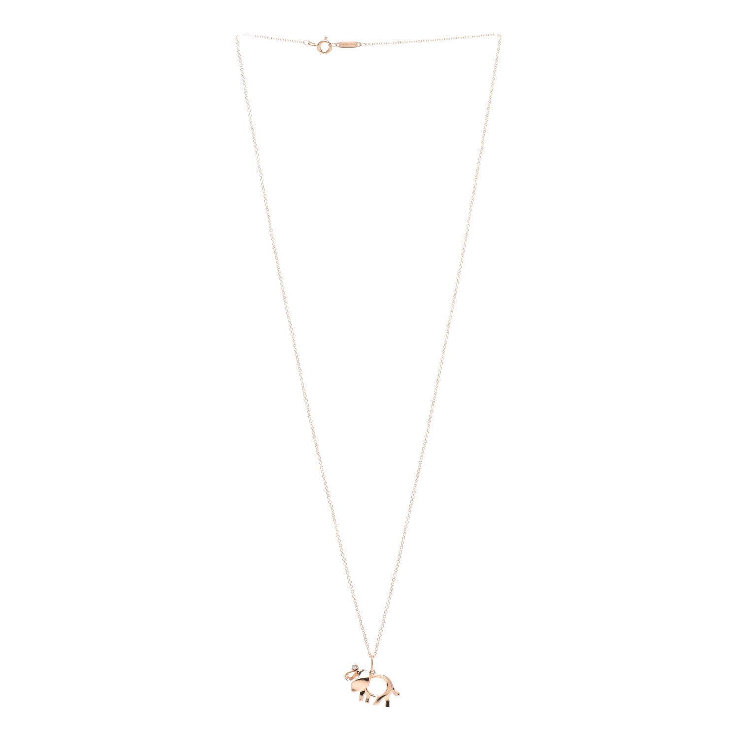 Tiffany 18K Rose Gold Diamond Save The Wild Elephant Pendant Necklace 3 of 5
