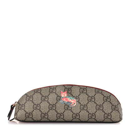 Gucci GG Supreme Monogram Cat Pencil Case Beige Ebony 1 of 9