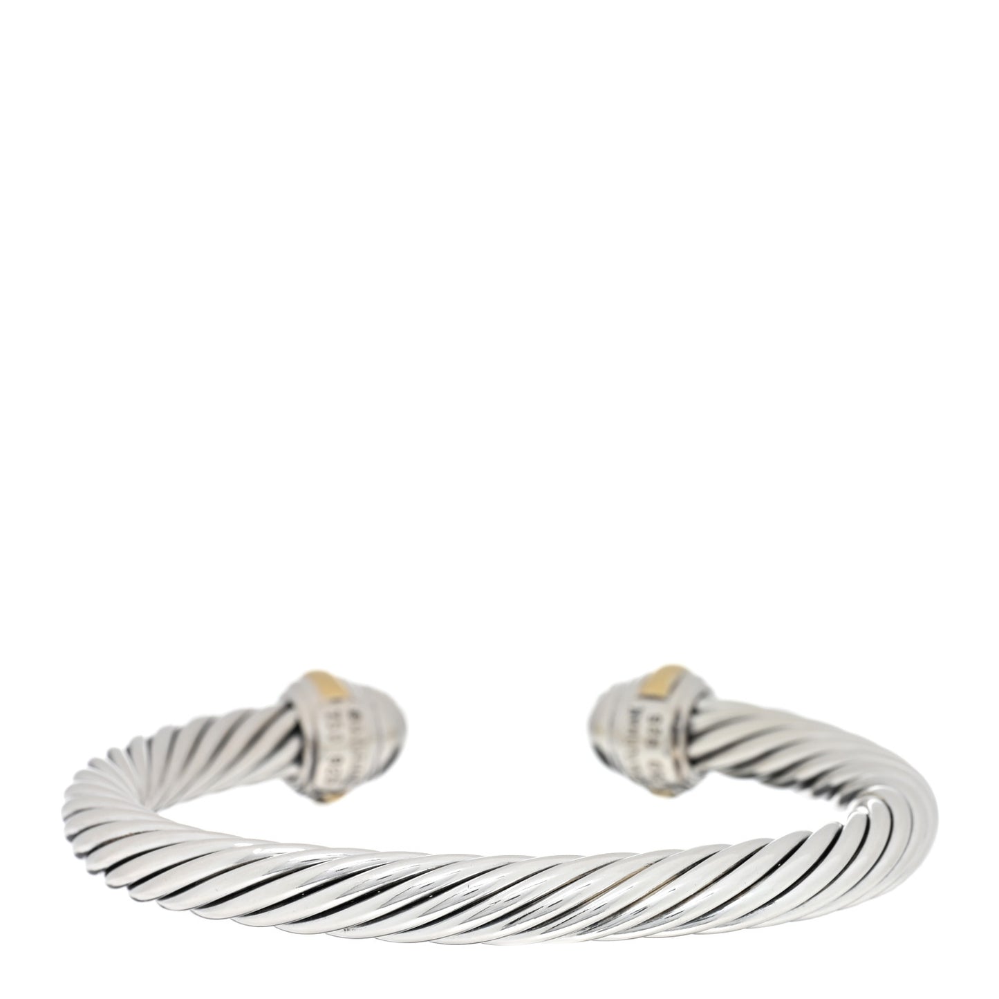 Sterling Silver 18K Yellow Gold Diamond Pave 7mm Cable Classics Bracelet