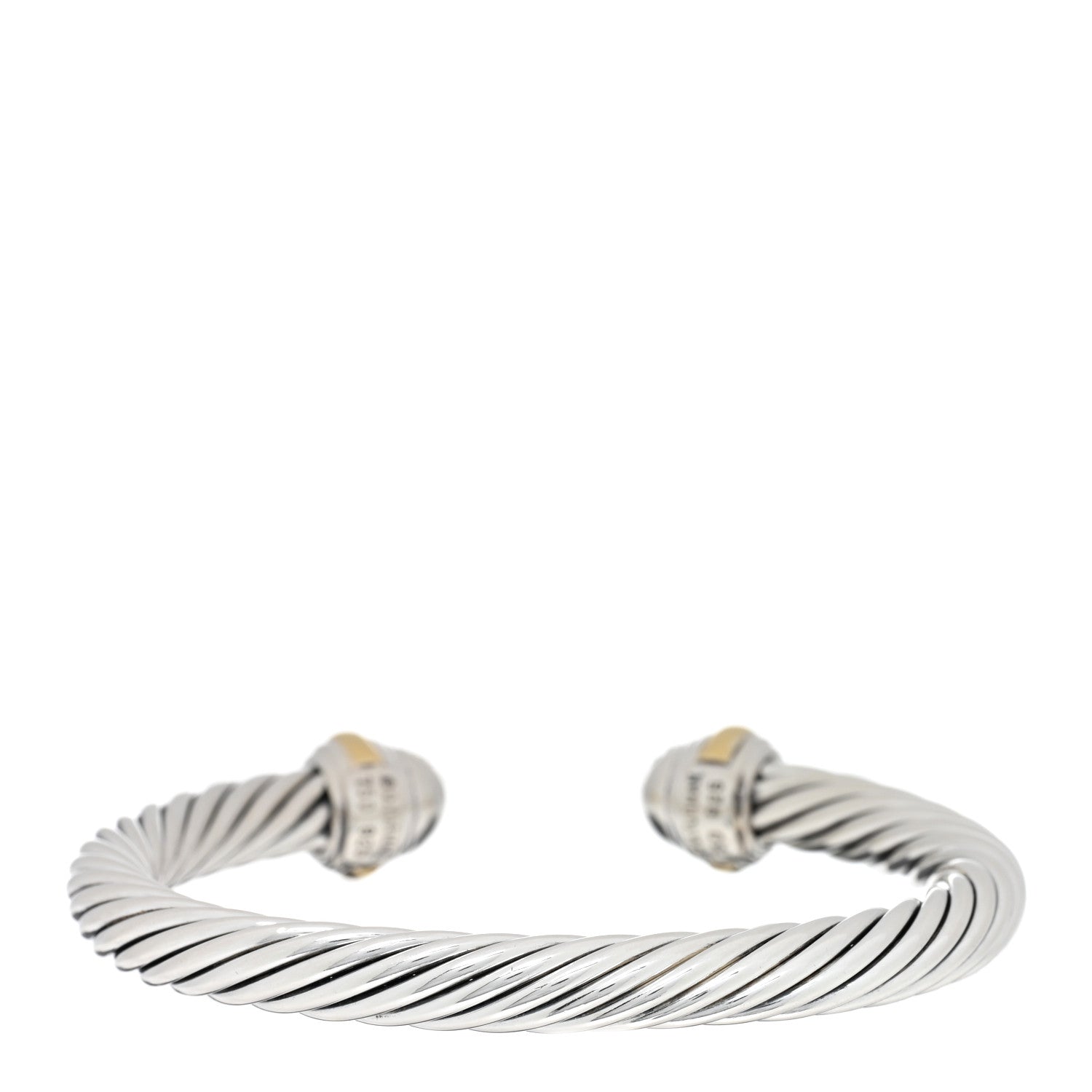 David Yurman Sterling Silver 18K Yellow Gold Diamond Pave 7mm Cable Classics Bracelet 2 of 3