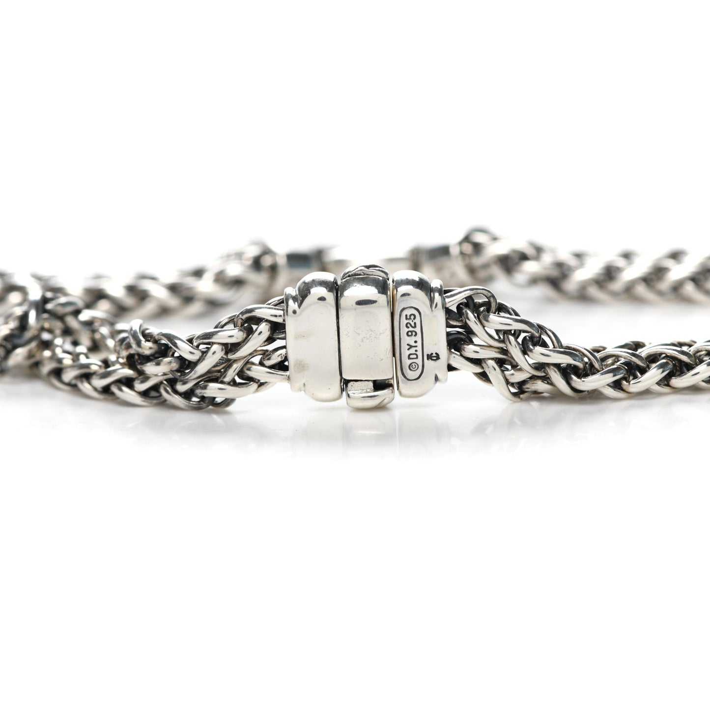 Sterling Silver Diamond 18mm Double Wheat Chain Necklace