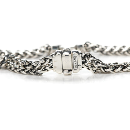 David Yurman Sterling Silver Diamond 18mm Double Wheat Chain Necklace 4 of 4