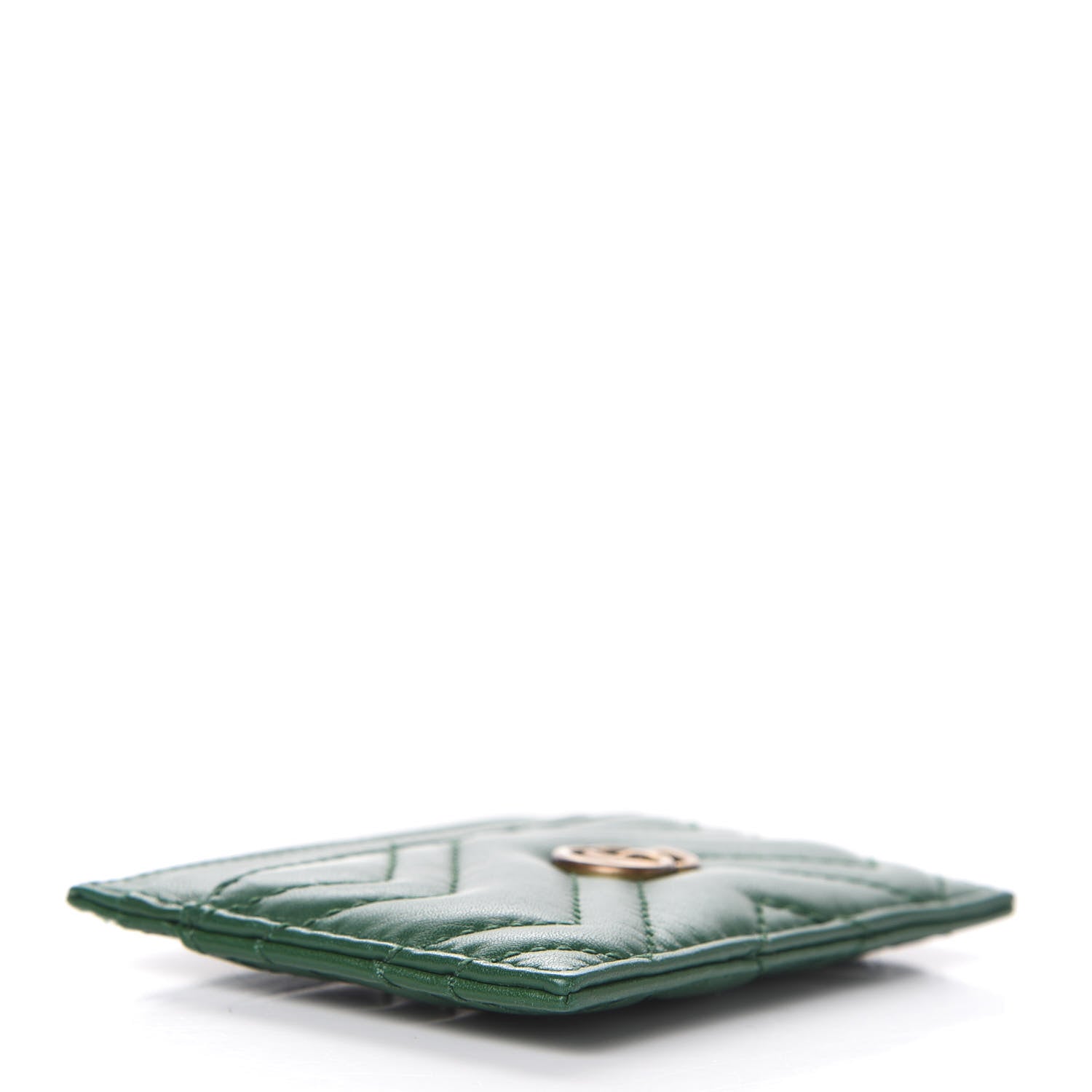 Gucci Calfskin Matelasse GG Marmont Card Holder Emerald Green 4 of 7