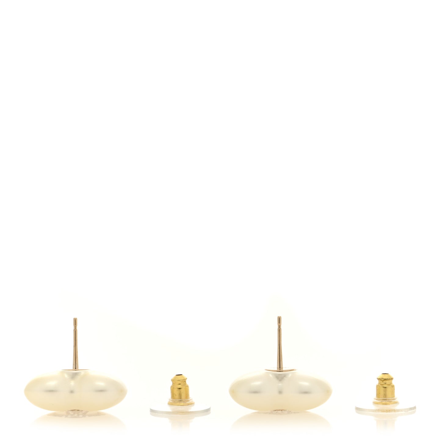 Pearl Crystal CC Heart Earrings Gold