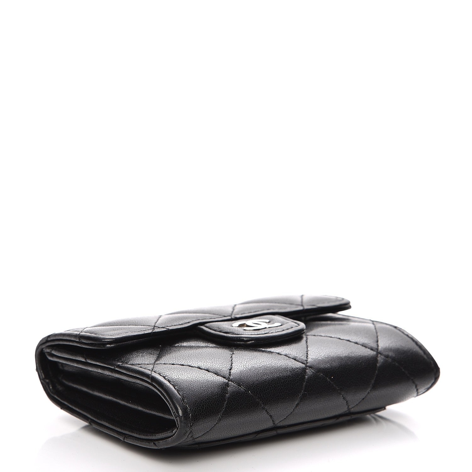Chanel Lambskin Quilted Flap Card Holder Wallet Black 4 of 7