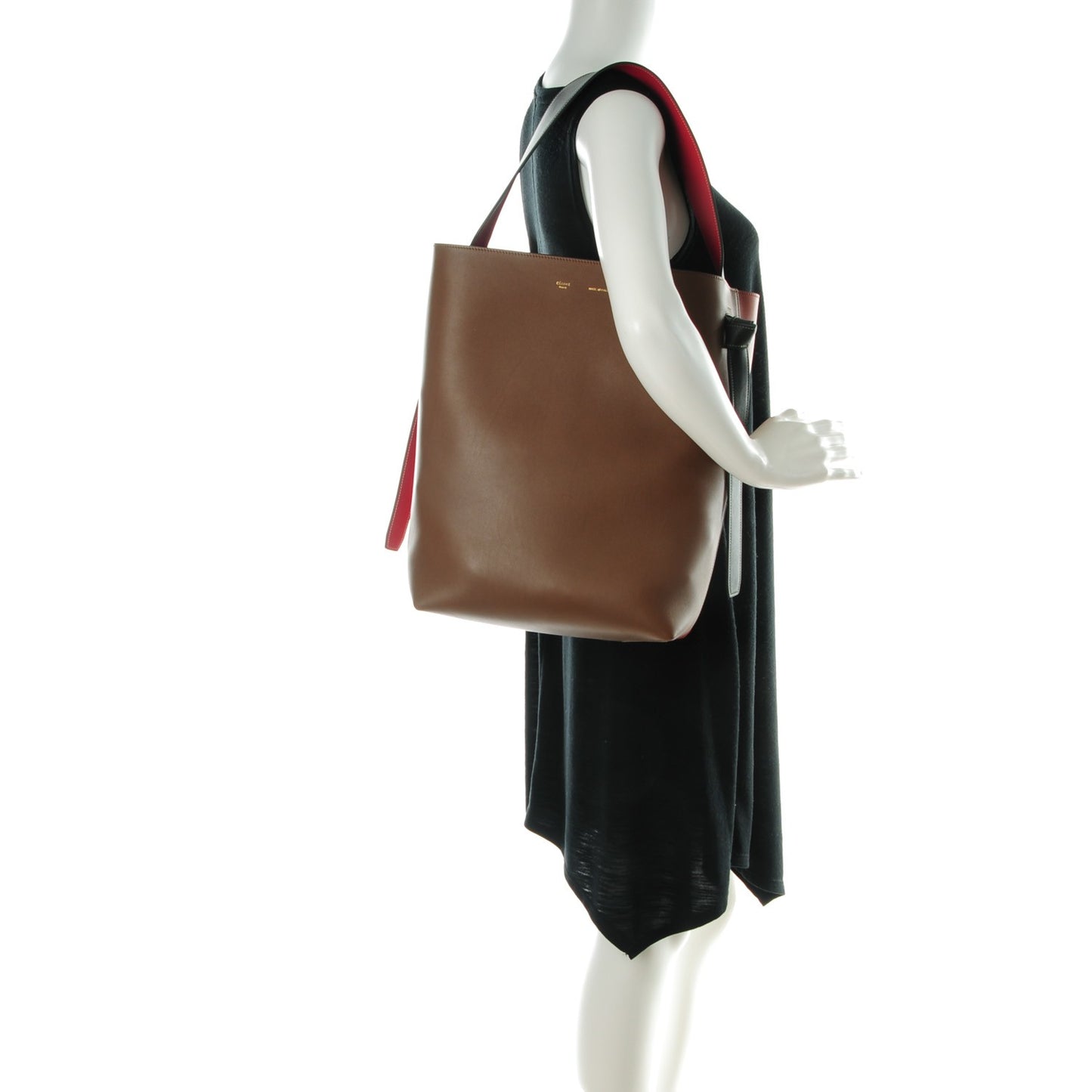 Shiny Smooth Calfskin Small Twisted Cabas Camel Brick