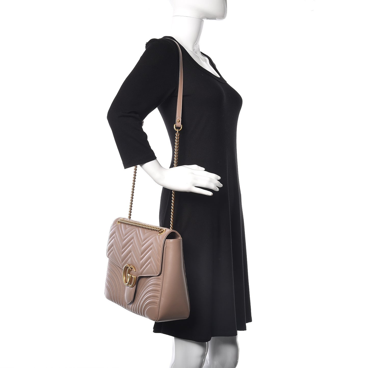 Calfskin Matelasse Large GG Marmont Shoulder Bag Porcelain Rose