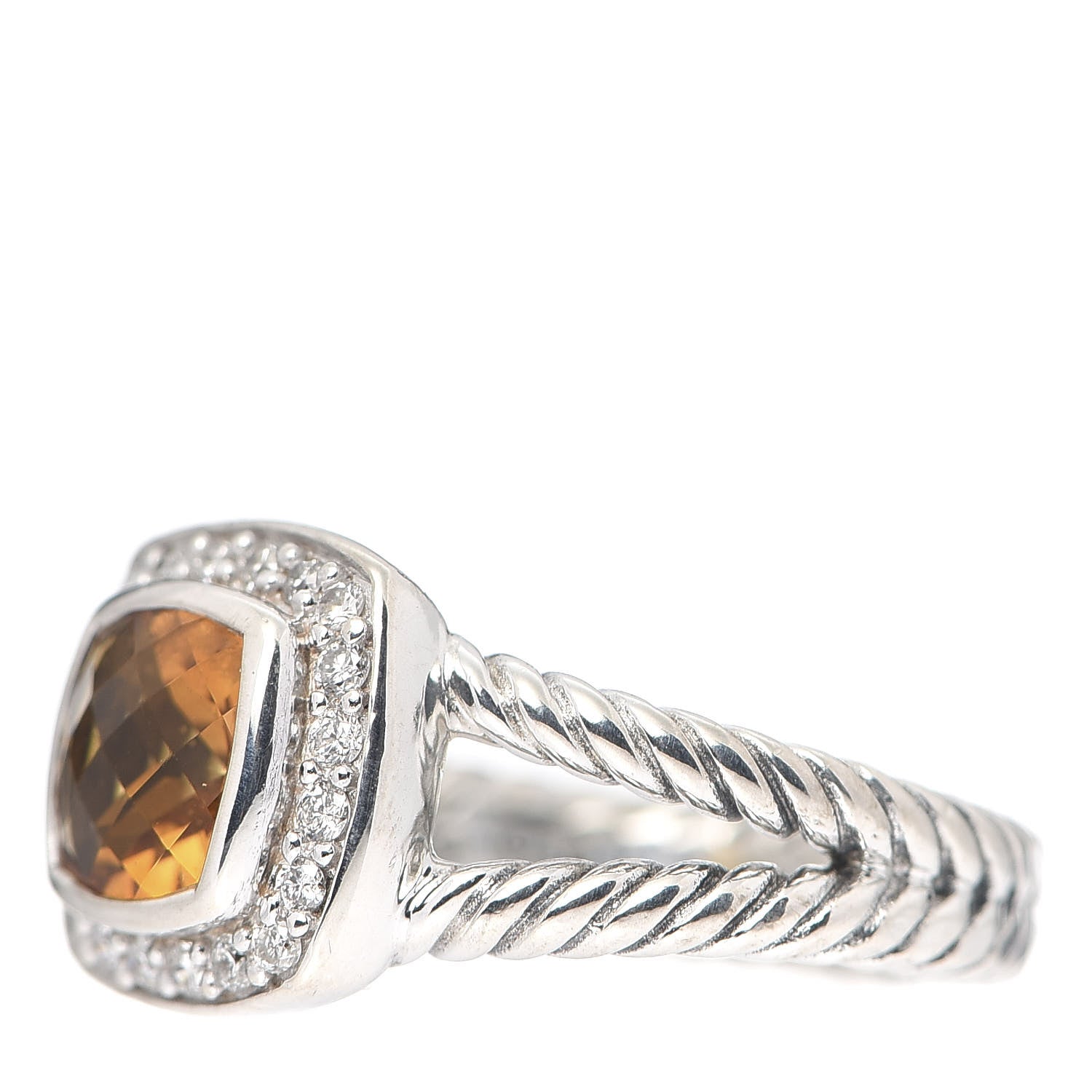 David Yurman Sterling Silver Diamond Citrine 7mm Petite Albion Ring 50 5.5 4 of 5