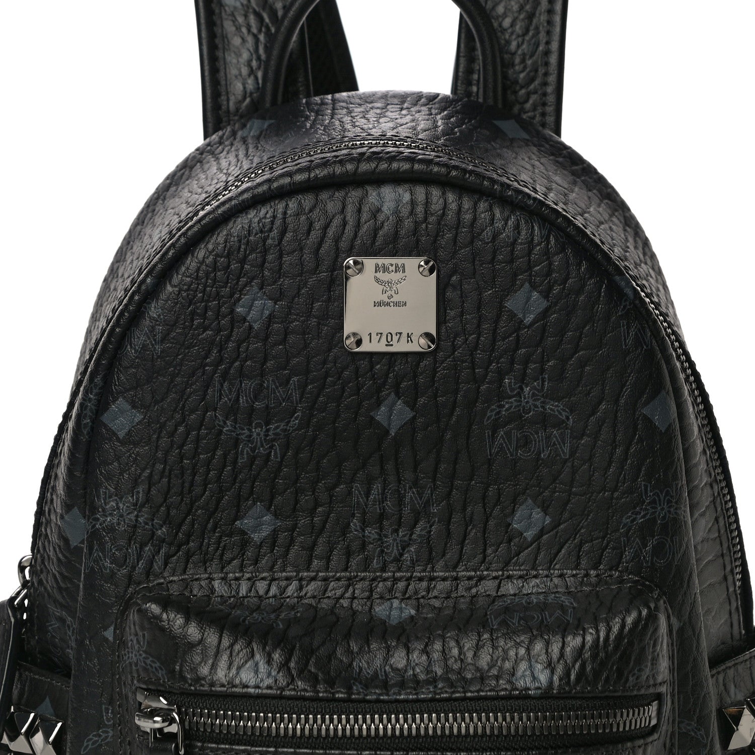 MCM Visetos Side Stud Mini Stark Backpack Black 7 of 10