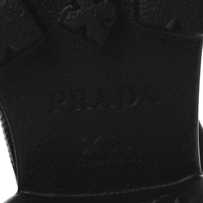 Prada Spazzolato Rois Re-Nylon Metal Triangle Logo Monolith Pouch Pocket 55mm Boots 38.5 Black 7 of 9