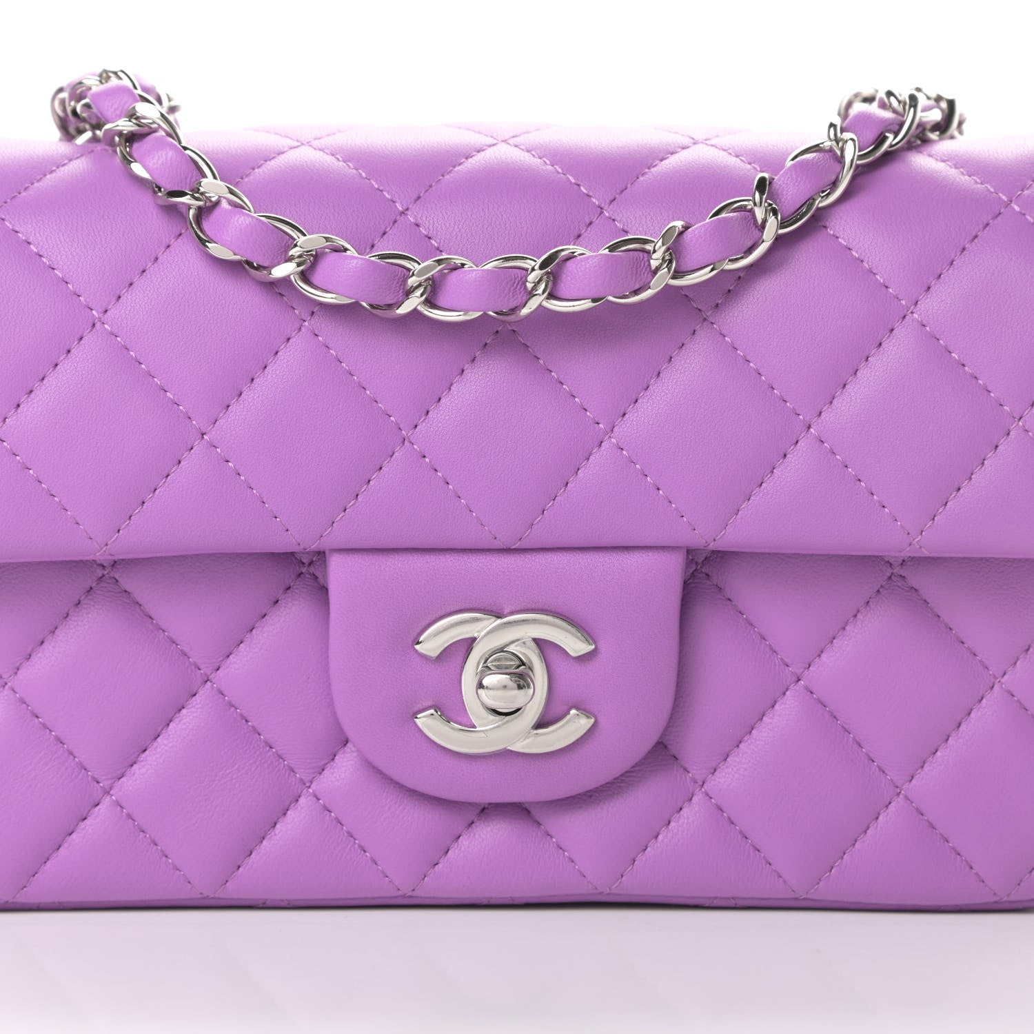 Chanel Lambskin Quilted Mini Rectangular Flap Purple 8 of 11
