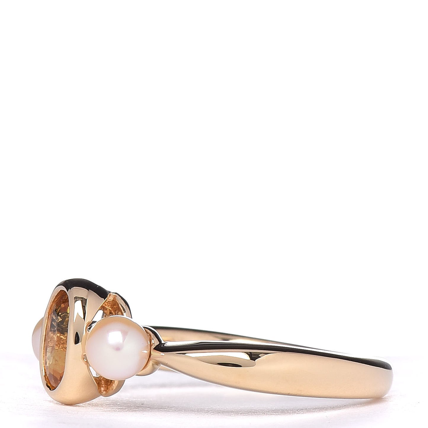 18K Yellow Gold Yellow Beryl Akoya Pearl Ring 47 4