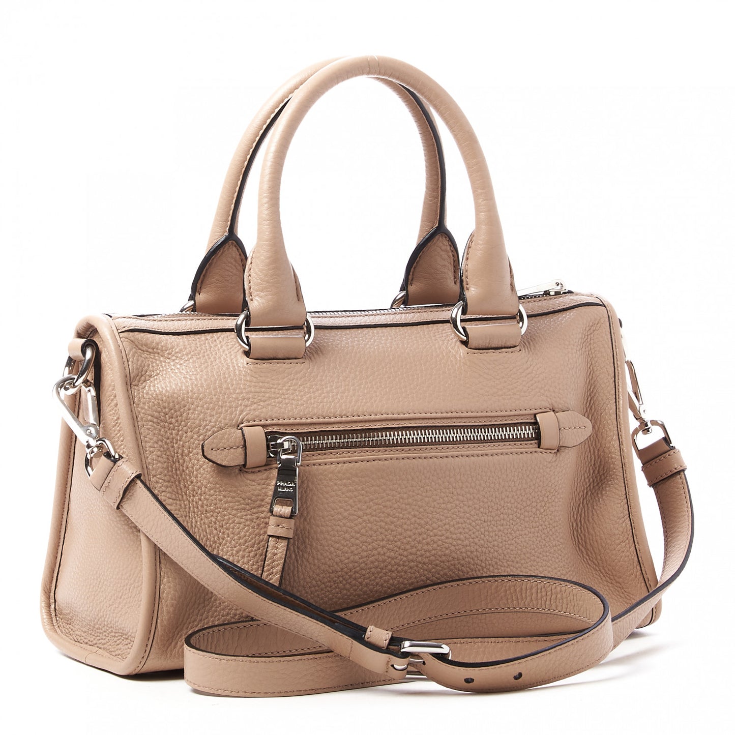 Vitello Phenix Top Handle Shopping Satchel Cammeo