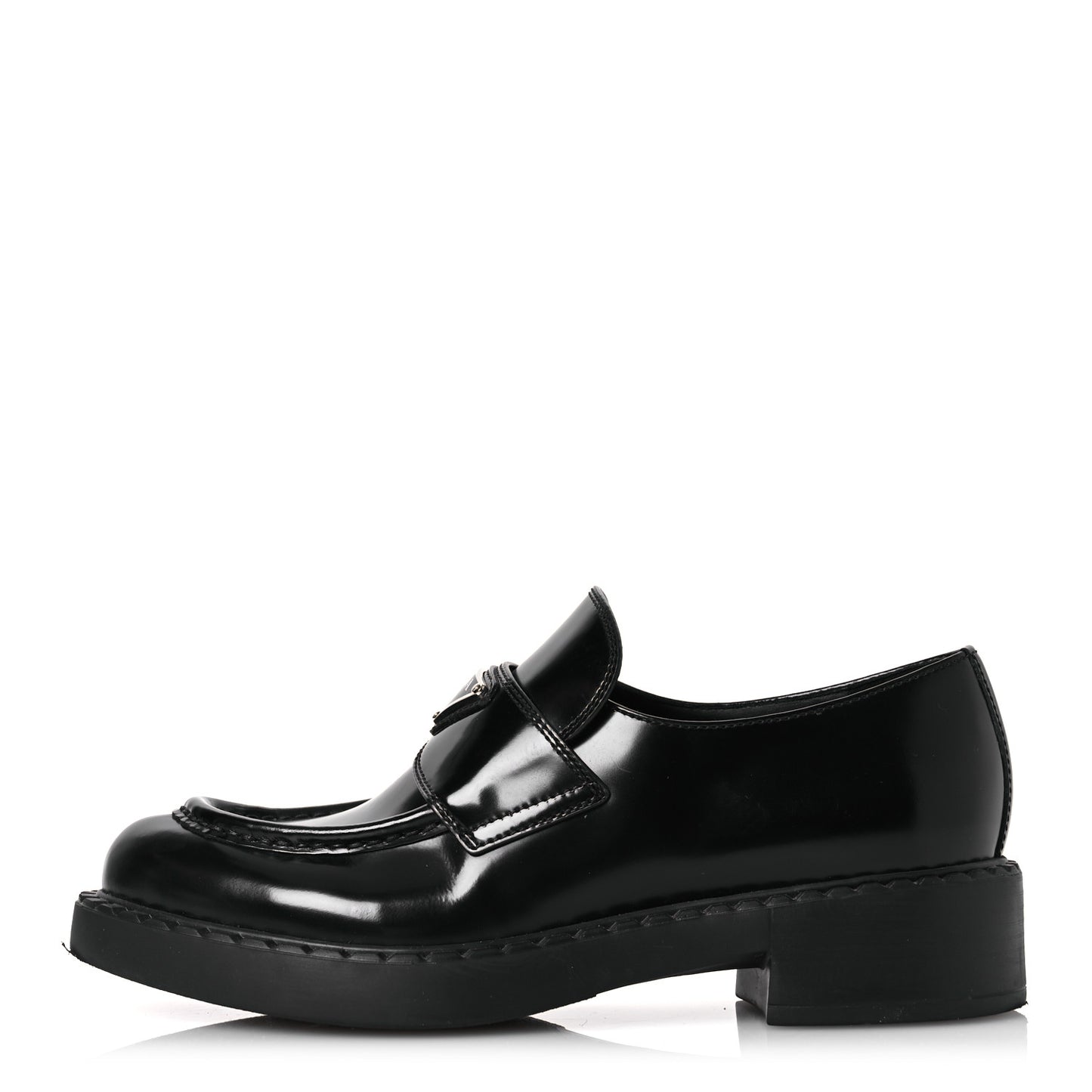 Spazzolato Metal Triangle Logo 50mm Loafers 39 Black