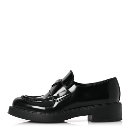 Prada Spazzolato Metal Triangle Logo 50mm Loafers 39 Black 1 of 14