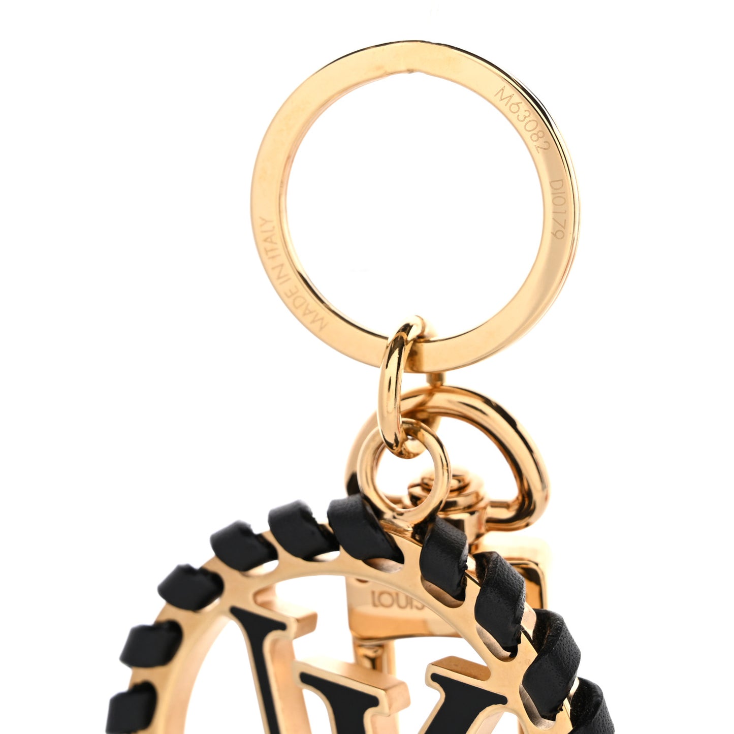 Metal Lambskin Enamel Very Bag Charm Key Holder Black