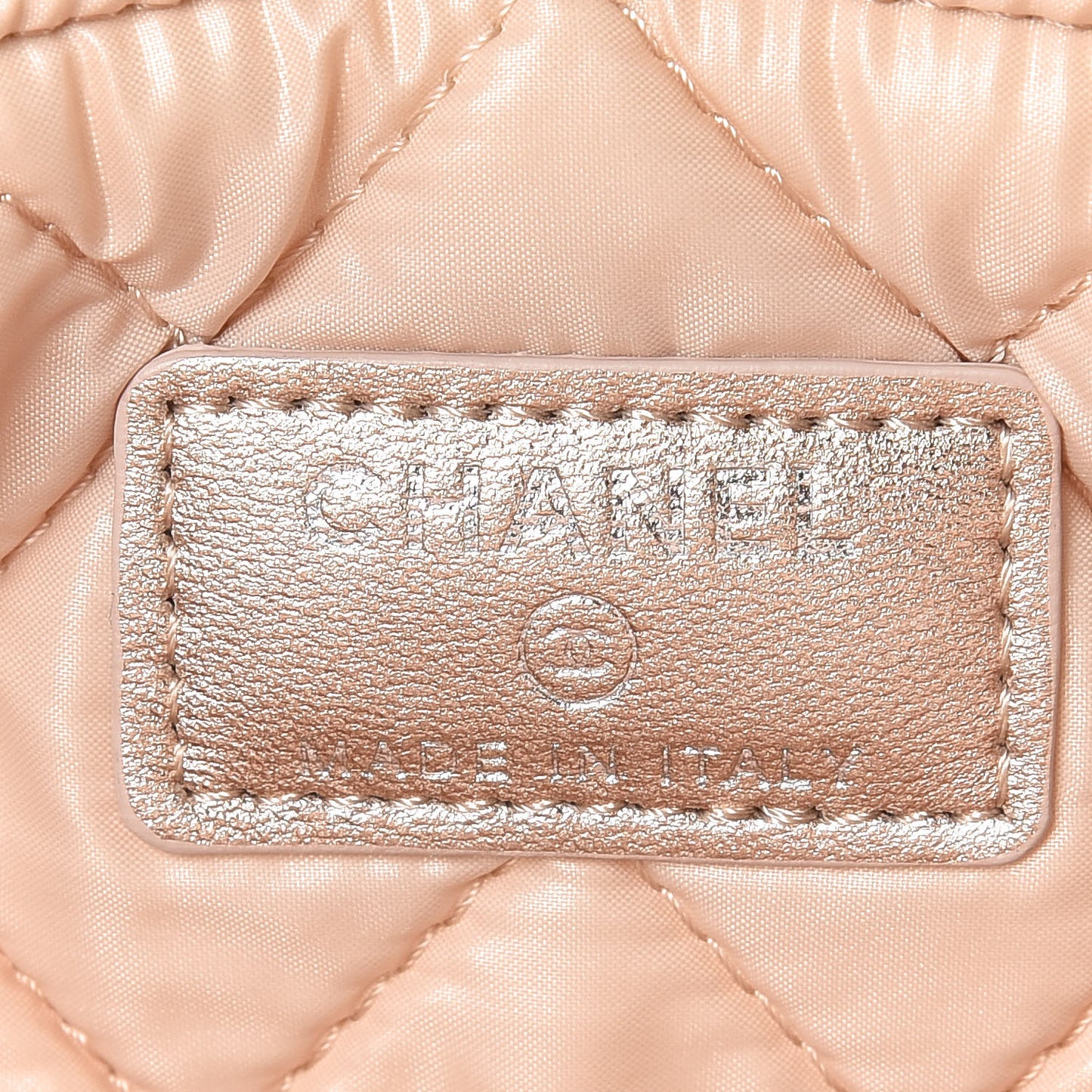 Metallic Lambskin Quilted Cosmetic Pouch Light Pink