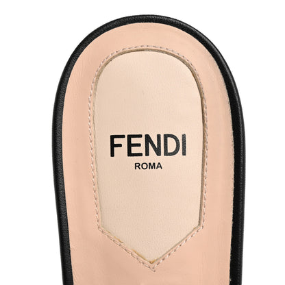 Fendi Calfskin Mink Fur FF Flat Mules 38.5 Black 7 of 10