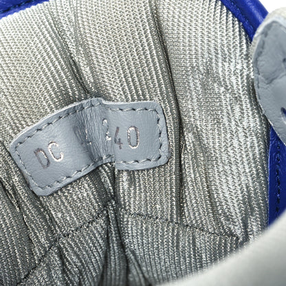 Christian Dior Smooth Calfskin Oblique Galaxy Perforated Mens B27 Mid Top Sneakers 40 White Blue 5 of 9