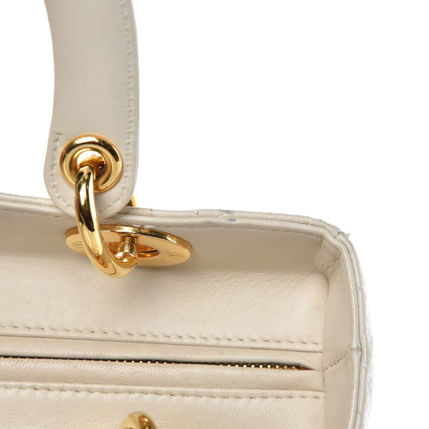 Lambskin Cannage Medium Lady Dior White