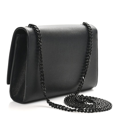 Saint Laurent Grain De Poudre Small Monogram Monochrome Kate Satchel Black 3 of 10